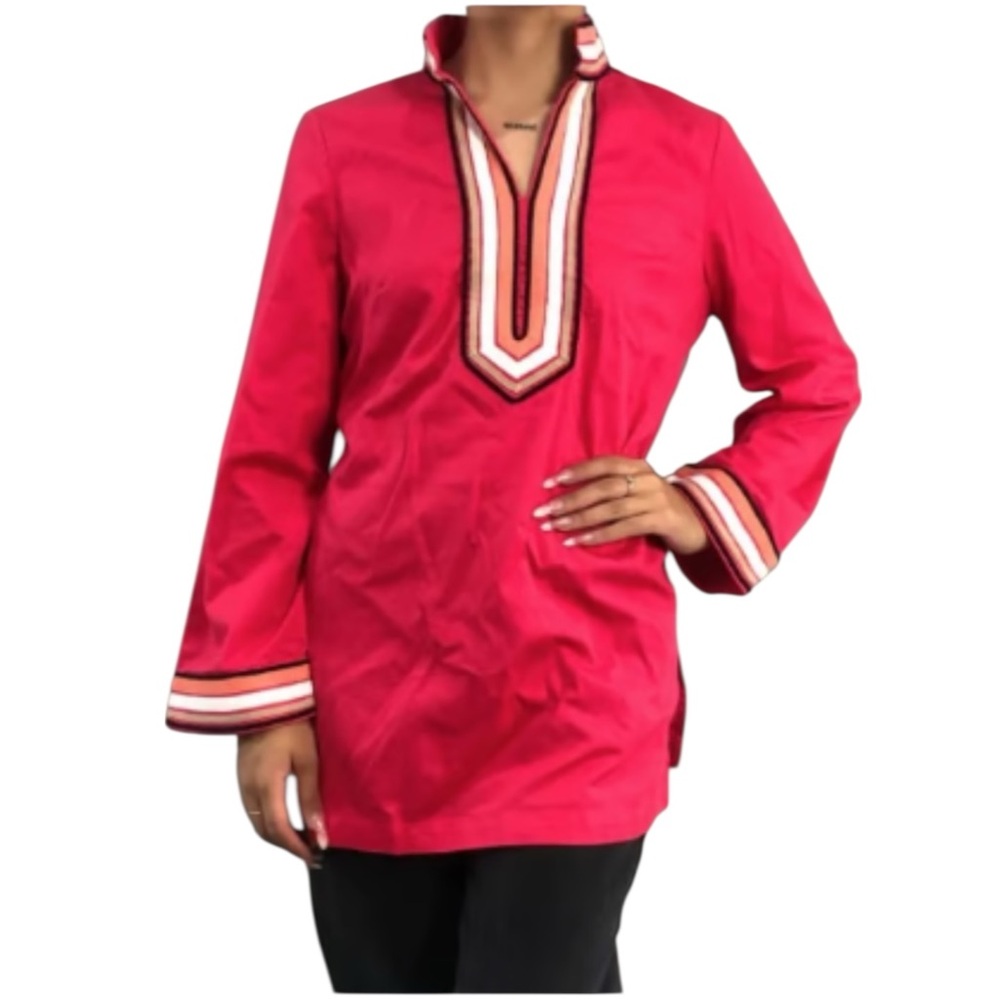 DANA BUCHMAN V-Neck Bell Sleeve Tunic in Vibrant Pink Size Small -- GORGEOUS!!!